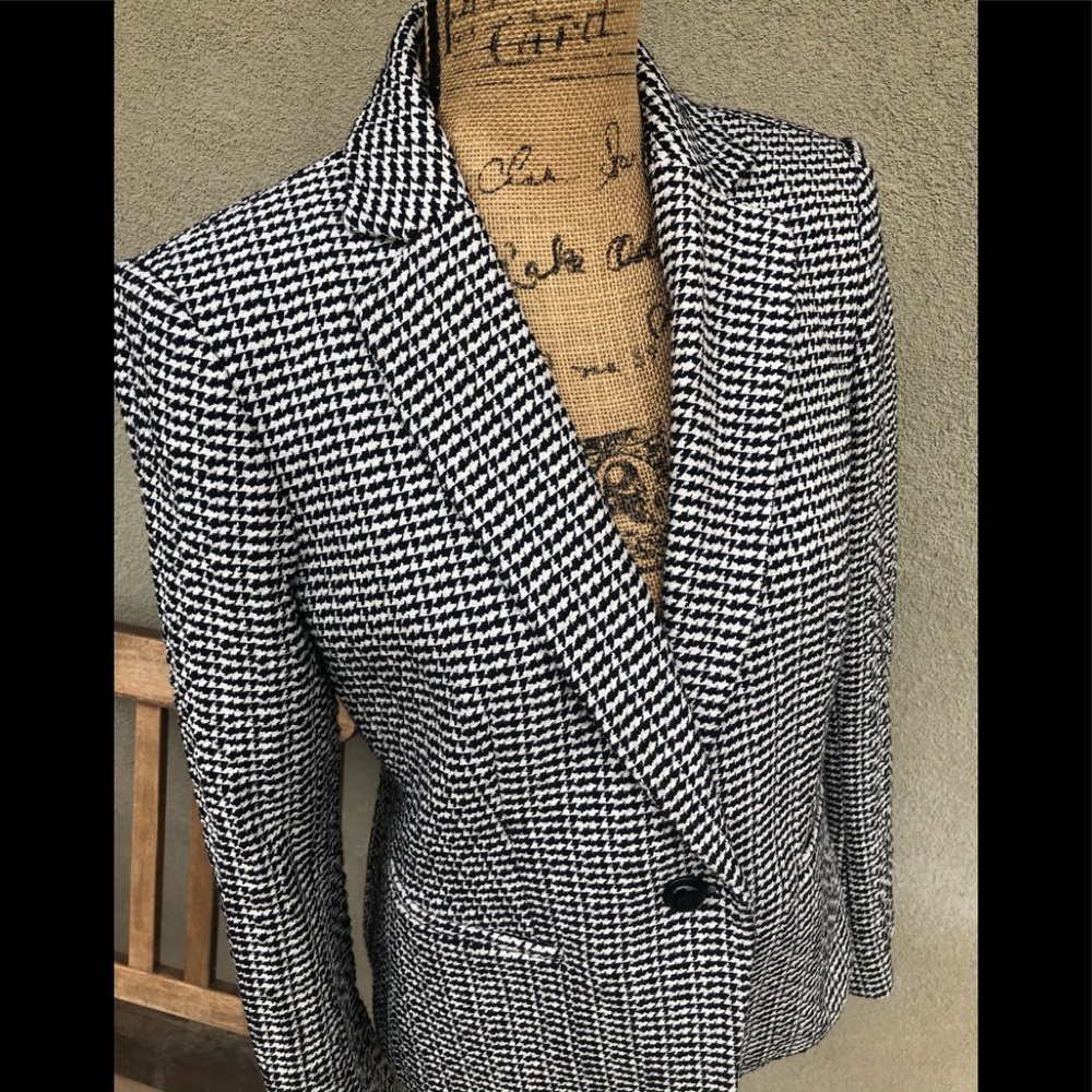 Ann Taylor Houndstooth One Button Blazer - Picture 3 of 9